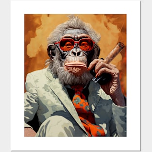 Cigar Smoking Orangutan: Sophisticated Orangutan Charm Posters and Art